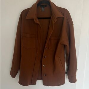 Brown Utility Jacket with Classic Collar and Smooth Texture